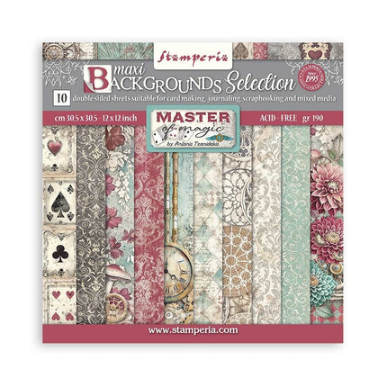 Papierblok 30,5x30,5 cm - 10 vellen Maxi Background selection - Master of Magic