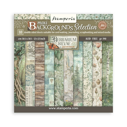 Papierblok 30,5x30,5 cm - 10 vellen Background selection - Herbarium Silvae