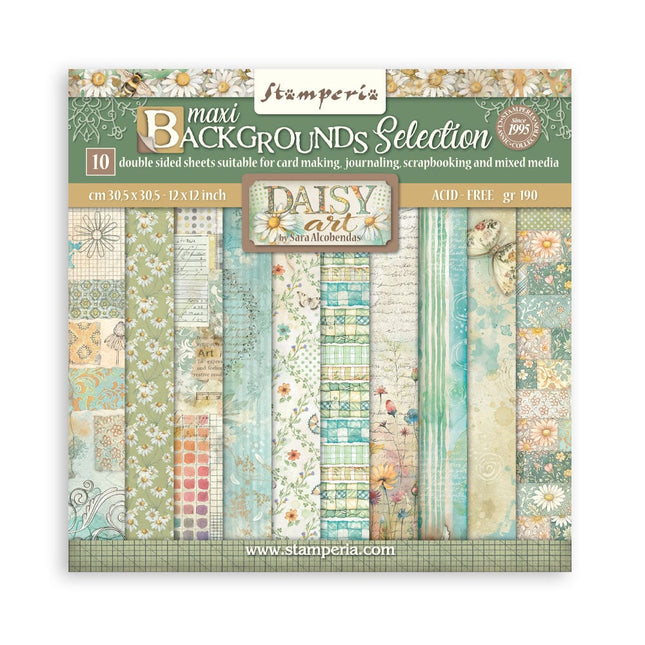 Scrapbooking Pad 10 sheets cm 30,5x30,5 (12"x12") Background selection - Daisy Art