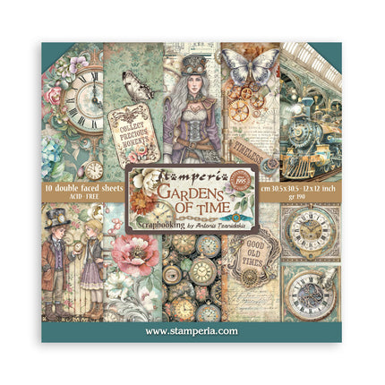 Scrapbooking Printed Pad for Art and Craft 10 sheets cm 30,5x30,5 (12"x12") - Gardens of Time