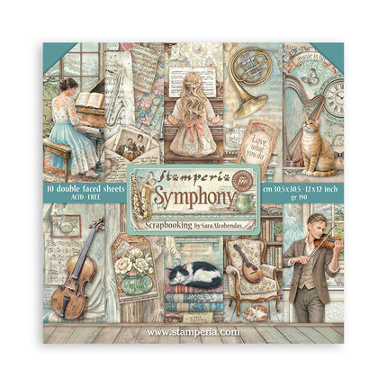 Scrapbooking Printed Pad for Art and Craft 10 sheets cm 30,5x30,5 (12"x12") - Symphony