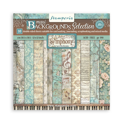 Scrapbooking Printed Pad for Art and Craft 10 sheets cm 30,5x30,5 (12"x12") Backgrounds - Symphony