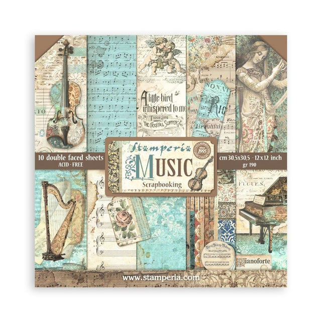 Papierblok 30,5x30,5 cm - 10 vellen - Music