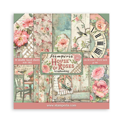 Papierblok 30,5x30,5 cm - 10 vellen - House of Roses