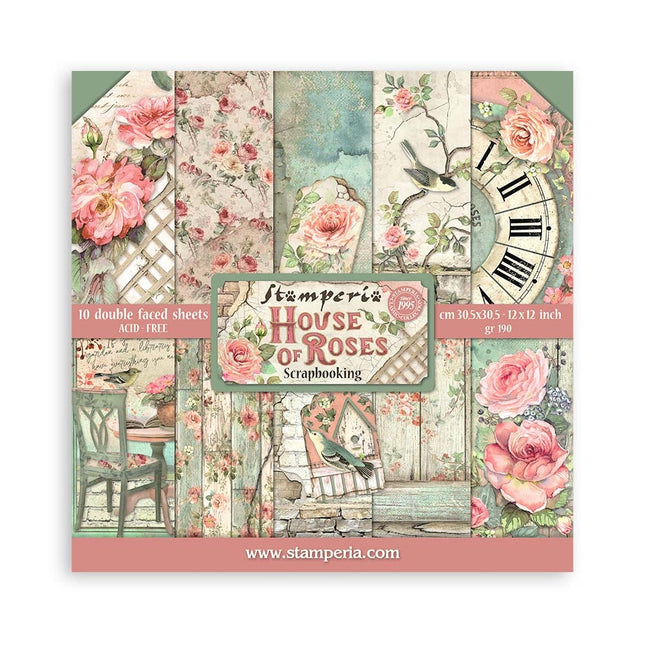 Papierblok 30,5x30,5 cm - 10 vellen - House of Roses