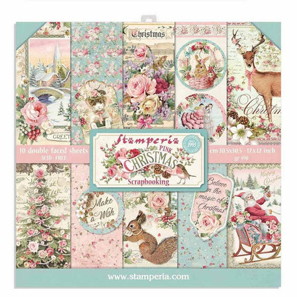 Paperpad Pink Christmas - 30,5x30,5 cm - 10 vellen