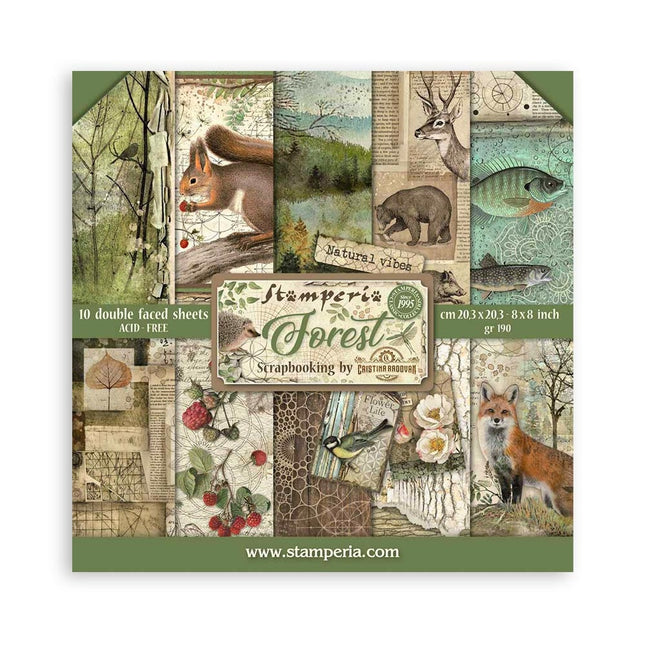 Papierblok 20,3x20,3 cm - 10 vellen - Forest