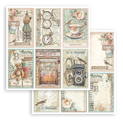 Papierblok 20,3x20,3 cm - 10 vellen - Brocante Antiques
