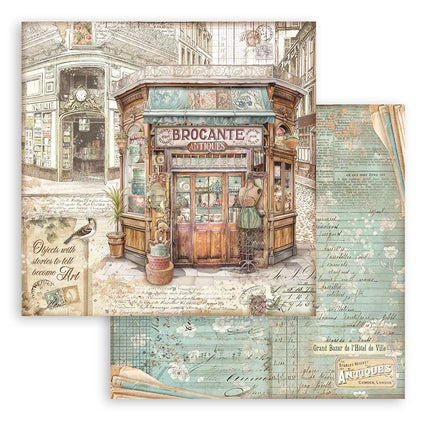 Papierblok 20,3x20,3 cm - 10 vellen - Brocante Antiques