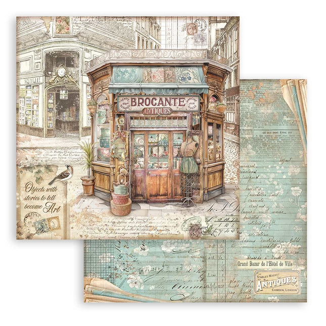 Papierblok 20,3x20,3 cm - 10 vellen - Brocante Antiques