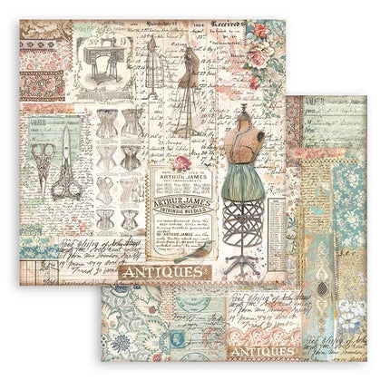 Papierblok 20,3x20,3 cm - 10 vellen - Brocante Antiques
