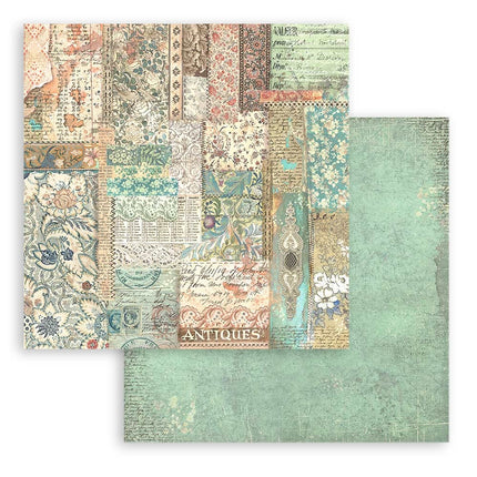 Papierblok 20,3x20,3 cm - 10 vellen -  Backgrounds Selection - Brocante Antiques