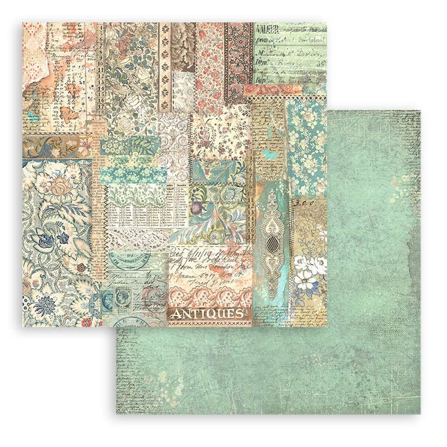 Papierblok 20,3x20,3 cm - 10 vellen -  Backgrounds Selection - Brocante Antiques