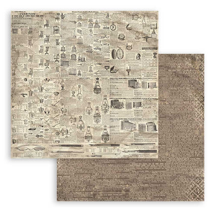 Papierblok 20,3x20,3 cm - 10 vellen -  Backgrounds Selection - Brocante Antiques