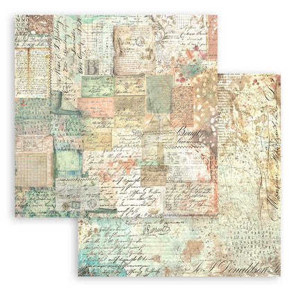 Papierblok 20,3x20,3 cm - 10 vellen -  Backgrounds Selection - Brocante Antiques