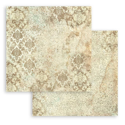 Papierblok 20,3x20,3 cm - 10 vellen -  Backgrounds Selection - Brocante Antiques