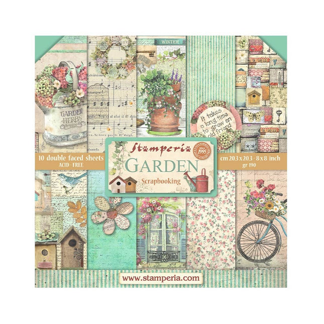 Papierblok 20,3x20,3 cm - 10 vellen - Garden
