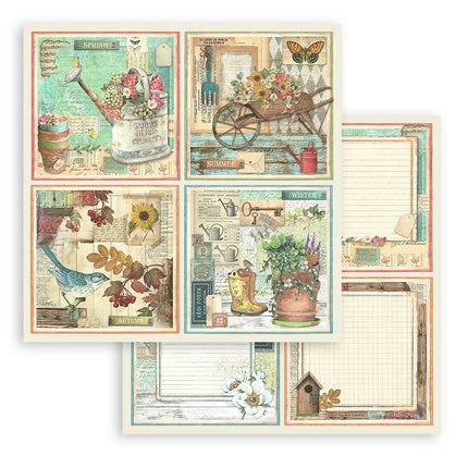 Papierblok 20,3x20,3 cm - 10 vellen - Garden
