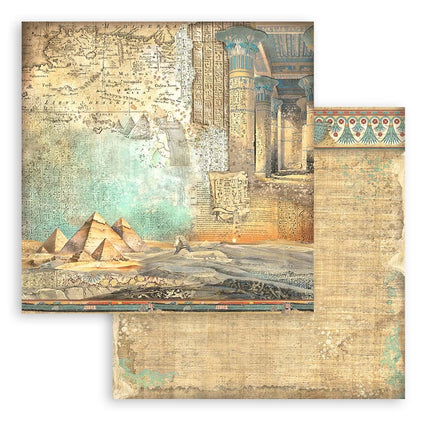 Papierblok 20,3x20,3 cm - 10 vellen -  Backgrounds Selection -Fortune/ Land of Pharaohs