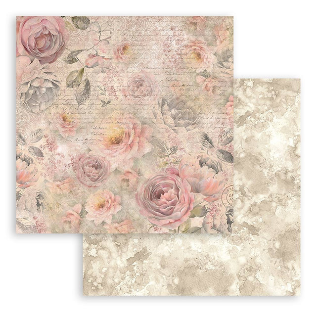 Papierblok 20,3x20,3 cm - 10 vellen - Shabby Rose