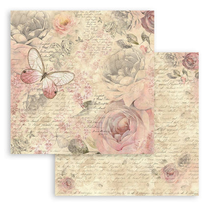 Papierblok 20,3x20,3 cm - 10 vellen - Shabby Rose
