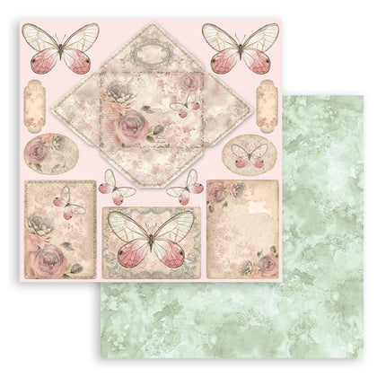 Papierblok 20,3x20,3 cm - 10 vellen - Shabby Rose