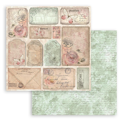 Papierblok 20,3x20,3 cm - 10 vellen - Shabby Rose