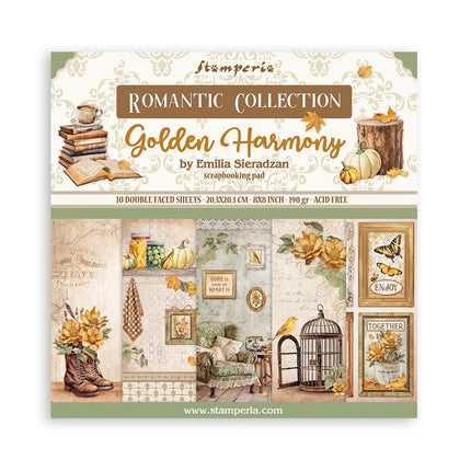Papierblok 20,3x20,3 cm - 10 vellen - Golden Harmony