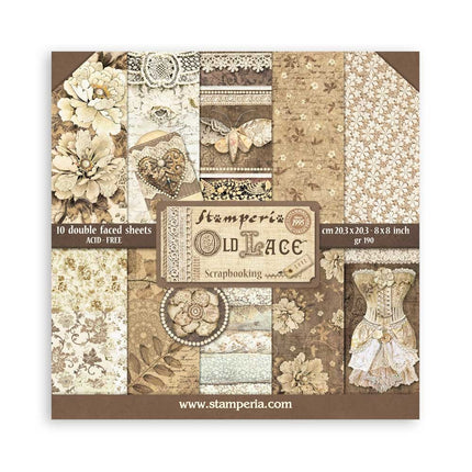 Papierblok 20,3x20,3 cm - 10 vellen - Old Lace