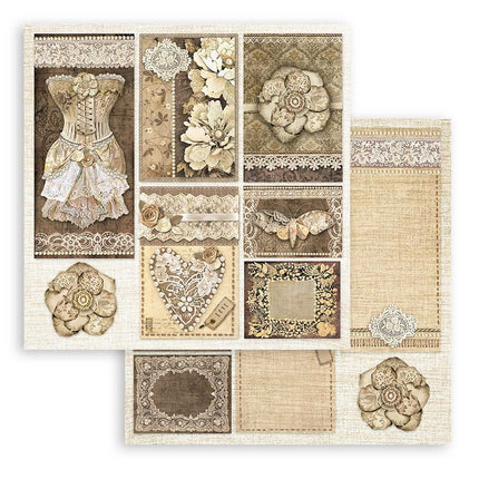 Papierblok 20,3x20,3 cm - 10 vellen - Old Lace