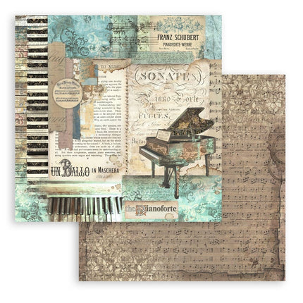 Papierblok 20,3x20,3 cm - 10 vellen - Music