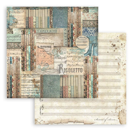 Papierblok 20,3x20,3 cm - 10 vellen - Music