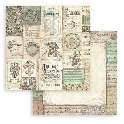 Papierblok 20,3x20,3 cm - 10 vellen - Music