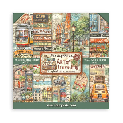 Papierblok 20,3x20,3 cm - 10 vellen - Art of Travelling
