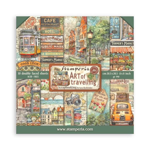 Papierblok 20,3x20,3 cm - 10 vellen - Art of Travelling