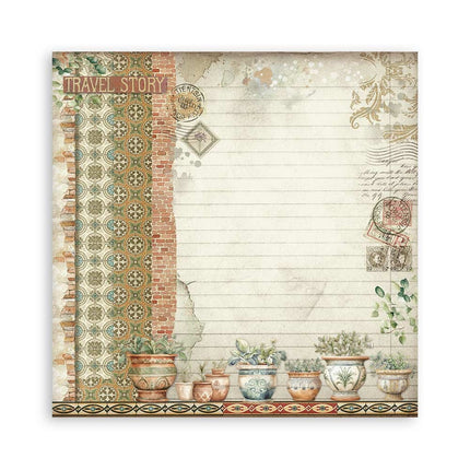 Papierblok 20,3x20,3 cm - 10 vellen - Art of Travelling
