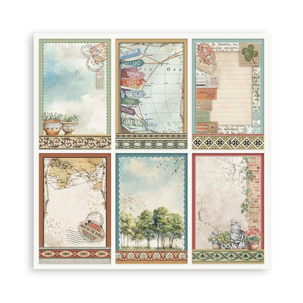 Papierblok 20,3x20,3 cm - 10 vellen - Art of Travelling