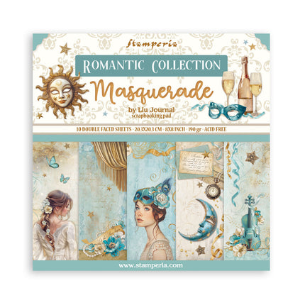 Papierblok 20,3x20,3 cm - 10 vellen - Masquerade
