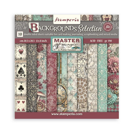 Papierblok 20,3x20,3 cm - 10 vellen -  Backgrounds Selection - Master of Magic