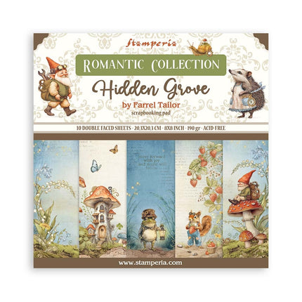 Papierblok 20,3x20,3 cm - 10 vellen - Hidden Grove