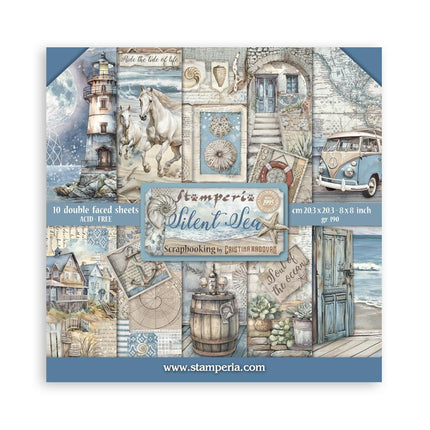 Papierblok 20,3x20,3 cm - 10 vellen - Silent Sea