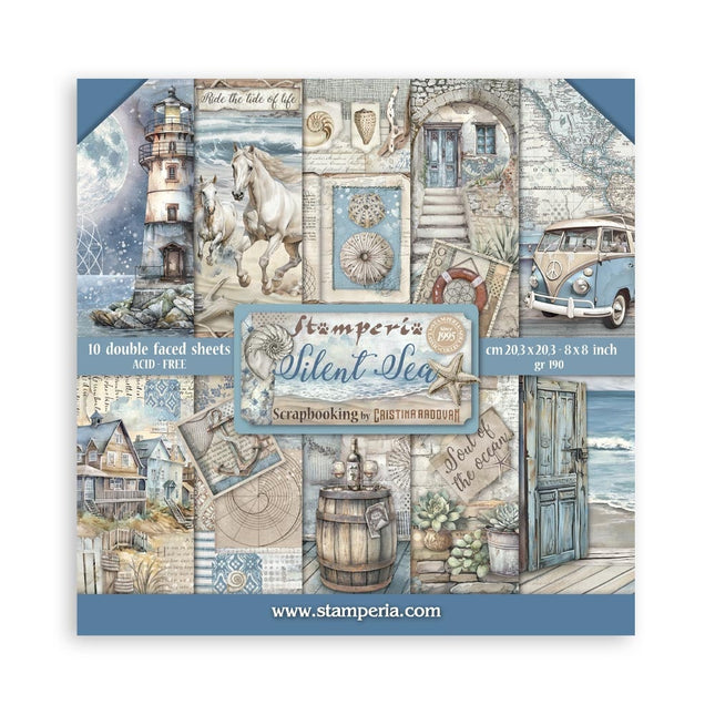 Papierblok 20,3x20,3 cm - 10 vellen - Silent Sea