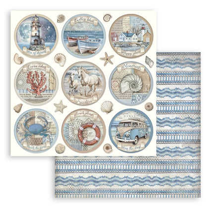Papierblok 20,3x20,3 cm - 10 vellen - Silent Sea