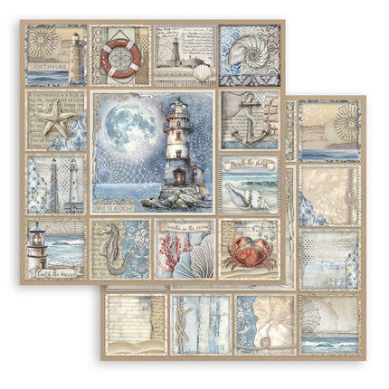 Papierblok 20,3x20,3 cm - 10 vellen - Silent Sea