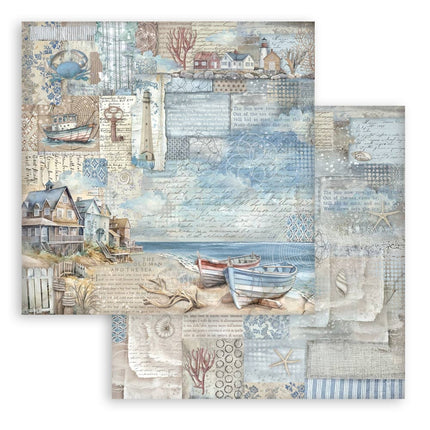 Papierblok 20,3x20,3 cm - 10 vellen - Silent Sea