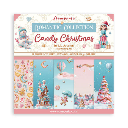 Papierblok 20,3x20,3 cm - 10 vellen - Candy Christmas