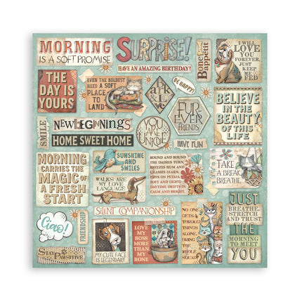 Papierblok 20,3x20,3 cm - 10 vellen - Furry Friends