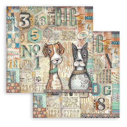 Papierblok 20,3x20,3 cm - 10 vellen - Furry Friends