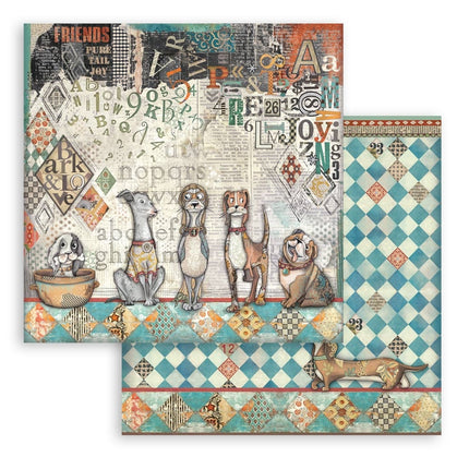 Papierblok 20,3x20,3 cm - 10 vellen - Furry Friends
