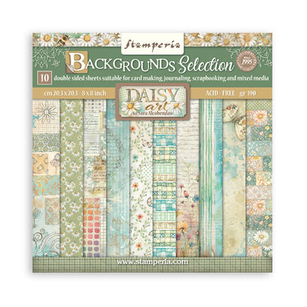 Scrapbooking Small Pad 10 sheets cm 20,3X20,3 (8"X8") Backgrounds Selection - Daisy Art